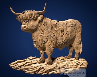 Vaca de las Tierras Altas - Modelo STL para fresadora CNC e impresión 3D