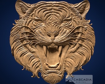 Tiger Head - STL Model for CNC Router and 3D Printing