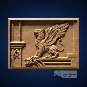 Griffin on Stone Facade - STL Model for CNC Router and 3D Printing