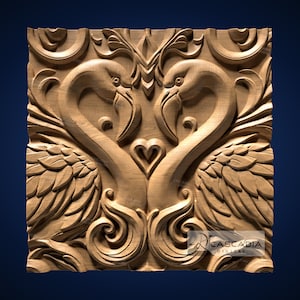 Flamingo Love 3D STL File for CNC Router, 3D Print, Casting, Wood Carving Engraving 3D Relief Valentines heart birds nature 1346