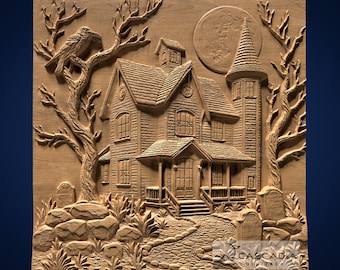Haunted House - STL Model for CNC Router and 3D Printing