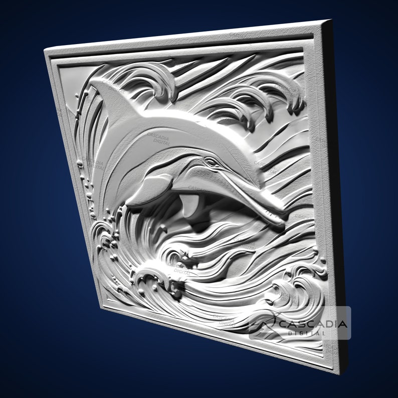 Dolphin Waves 3D STL File for CNC Router, 3D Print, Casting, Wood ...