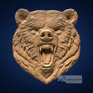 Bear Head - 3D STL Model for CNC/3D Printing - Animal wildlife nature strength predator 1371