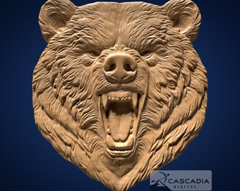 Bear Head - STL Model for CNC Router and 3D Printing