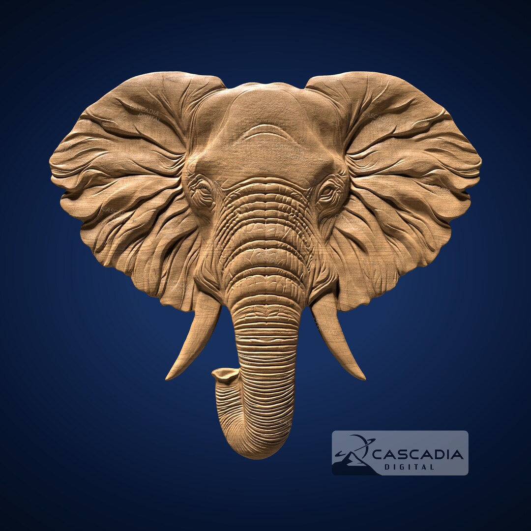 Elephant Head 3D STL File for CNC Router, 3D Print, Casting, Wood ...
