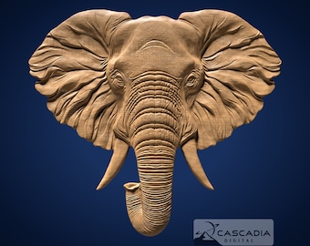 Elephant Head - STL Model for CNC Router and 3D Printing