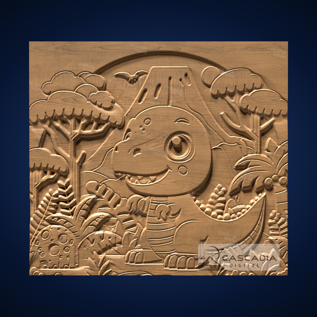 Valcano Router Cute Trex Character Volcano - STL Model for CNC Router and 3D Printing ...