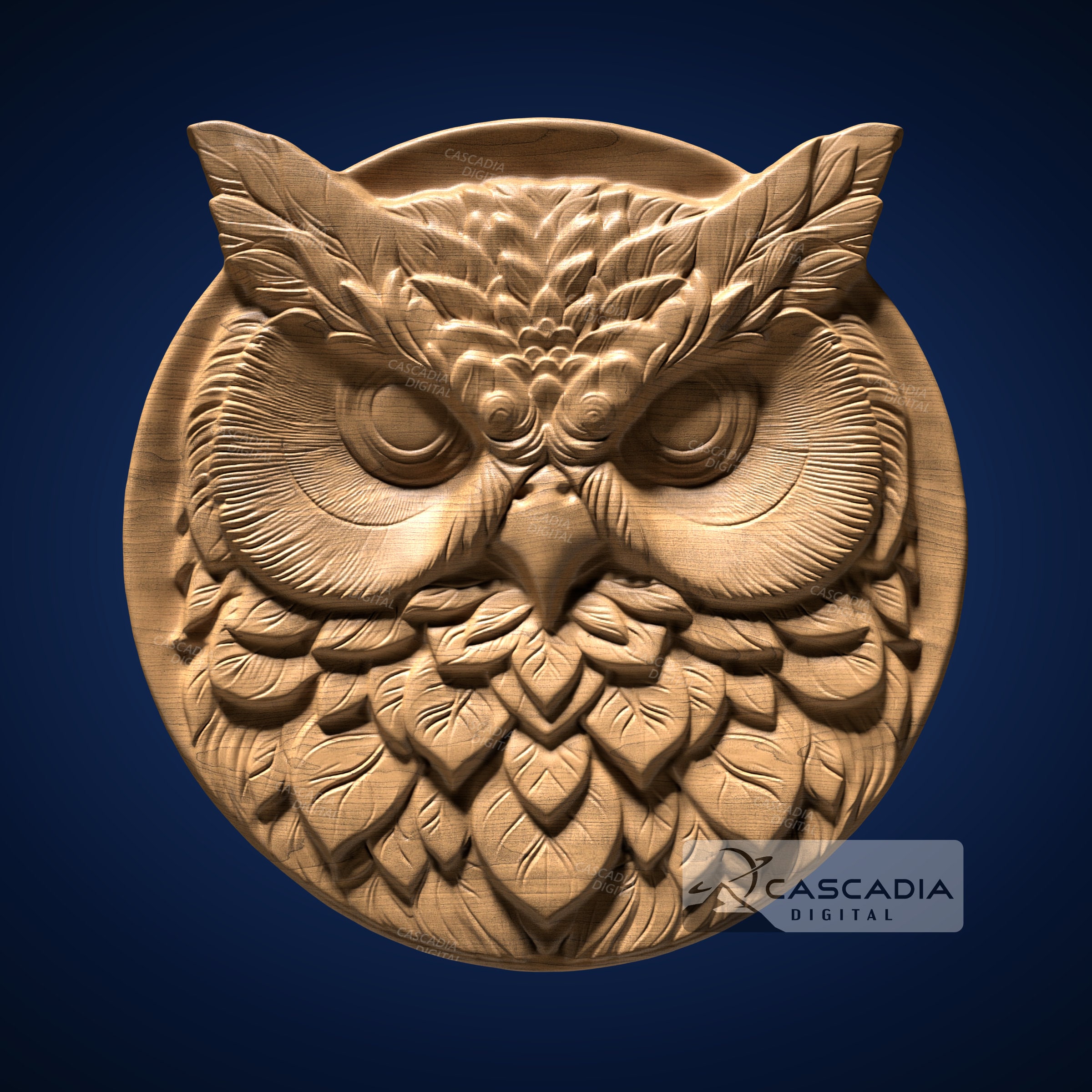 Owl Round - STL Model for CNC Router and 3D Printing