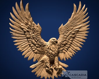 Bald Eagle In Flight - 3D STL Model for CNC/3D Printing - Animal wildlife hawk bird freedom  1411