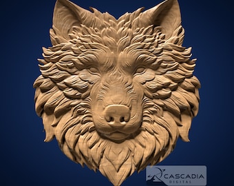 Wolf Head - STL Model for CNC Router and 3D Printing