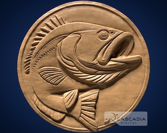 Bass Fish Round - STL-Modell für CNC-Fräser und 3D-Druck