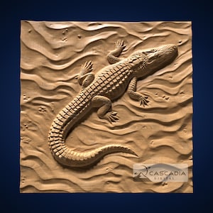 Caimán - Modelo STL 3D para impresión CNC/3D - Animal, fauna, naturaleza, caimán, cocodrilo, 1349