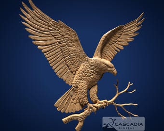 Eagle Wings Spread Branch - STL Model for CNC Router and 3D Printing