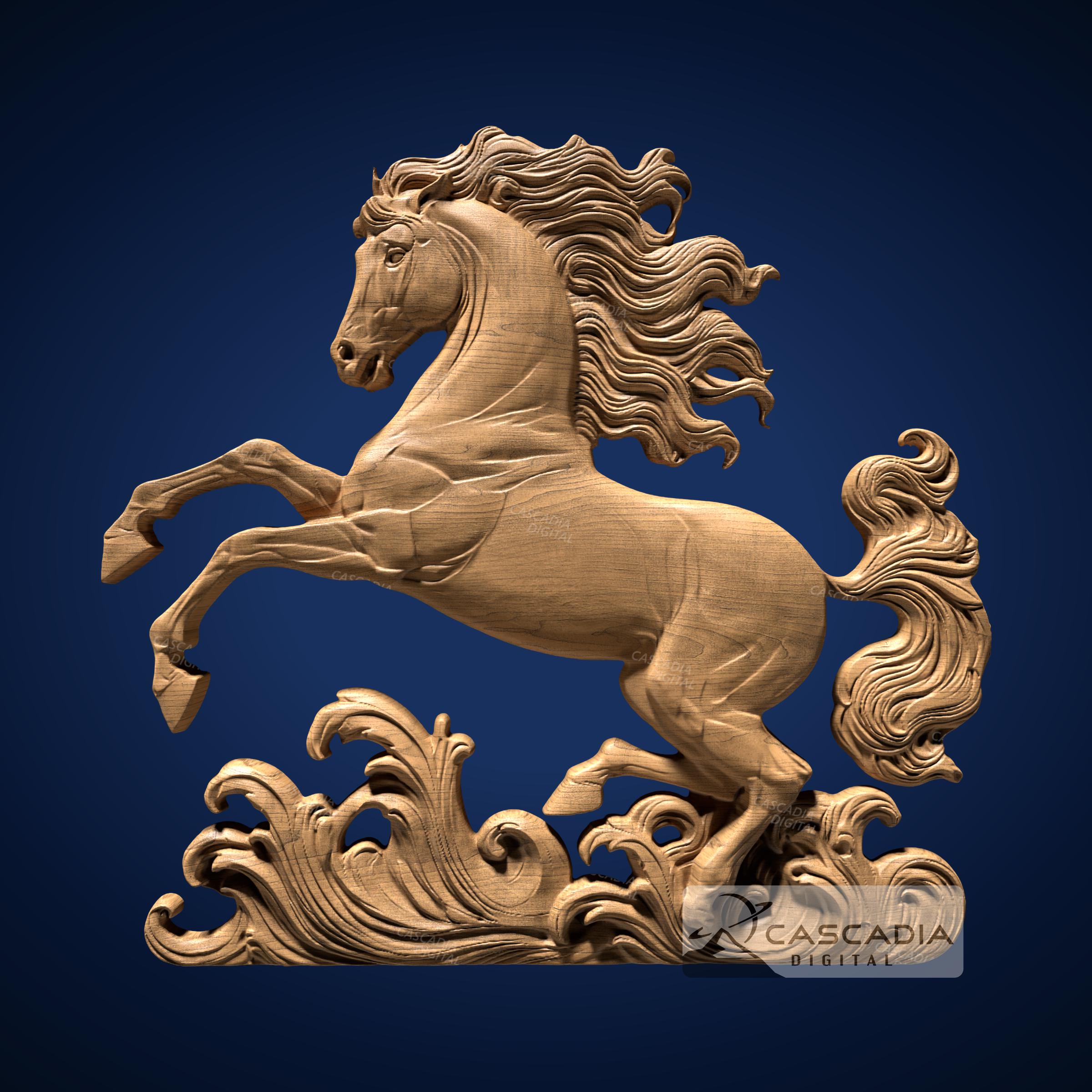 Horse - 3D STL Model for CNC/3D Printing - Animal wildlife nature stallion cowboy 1573