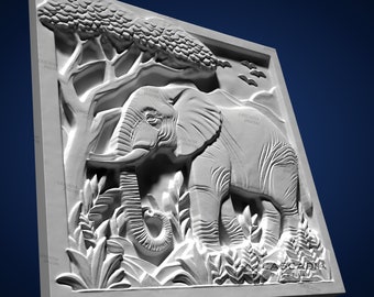 Elephant 3D STL File for CNC Router, 3D Print, Casting, Wood