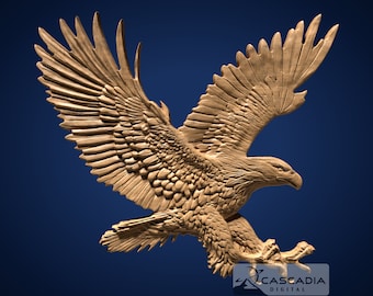 Bald Eagle In Flight - 3D STL Model for CNC/3D Printing - Animal wildlife hawk bird freedom  1408