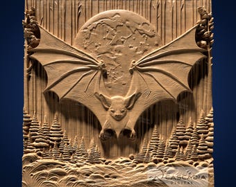 Bat Moon - Modelo STL para fresadora CNC e impresión 3D