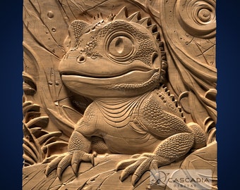 Cute Lizard Reptile - STL Model for CNC Router and 3D Printing
