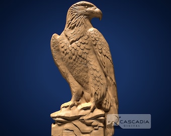 Eagle Perched - STL Model for CNC Router and 3D Printing