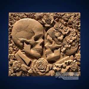 Skull Lovers - STL-modell för CNC-router och 3D-utskrift
