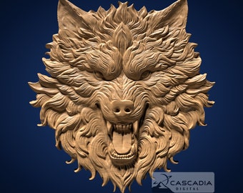 Wolf Head - STL Model for CNC Router and 3D Printing