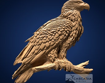 Bald Eagle Perched - STL Model for CNC Router and 3D Printing