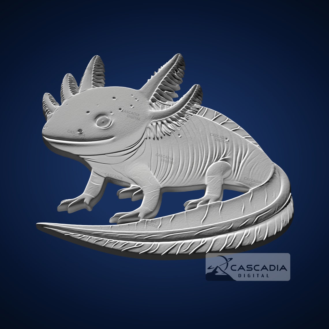 Axolotl 3D STL File for CNC Router, 3D Print, Casting, Wood Carving ...