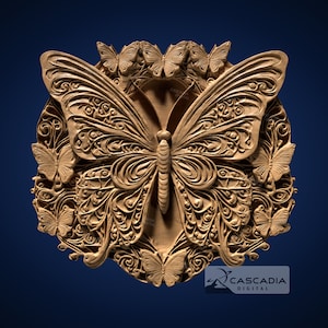 Butterfly Flowers - 3D STL Model for CNC/3D Printing - Animal wildlife nature insect bug 1438