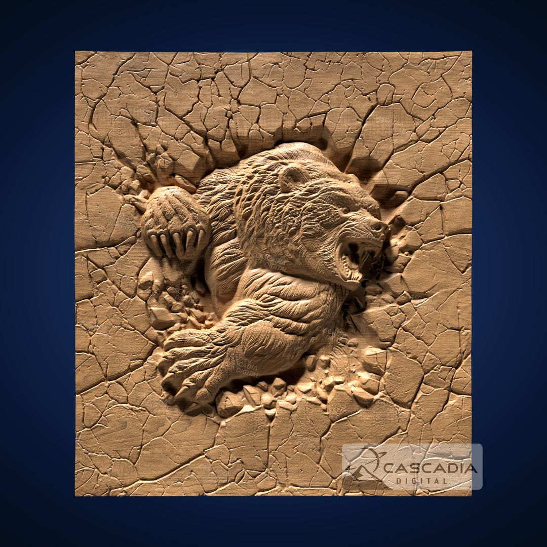 Breaking Through Rocks Svg Bear Breaking Through Rock - STL Model for CNC Router and 3D Printing ...