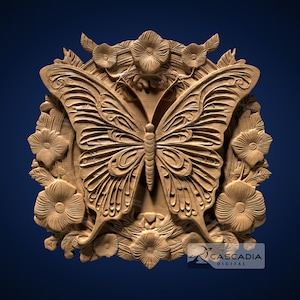 Butterfly Flowers - 3D STL Model for CNC/3D Printing - Animal wildlife nature insect bug 1436