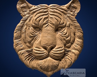 Tiger Head - STL Model for CNC Router and 3D Printing