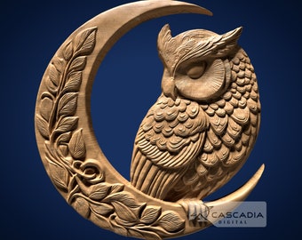 Owl Moonlight - STL Model for CNC Router and 3D Printing
