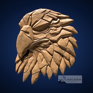 Bald Eagle Head Geometric 3D STL File for CNC Router, 3D Print, Casting, Wood Carving Engraving 3D Relief Animal wildlife bird freedom  1393