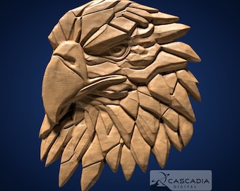 Bald Eagle Head - STL Model for CNC Router and 3D Printing