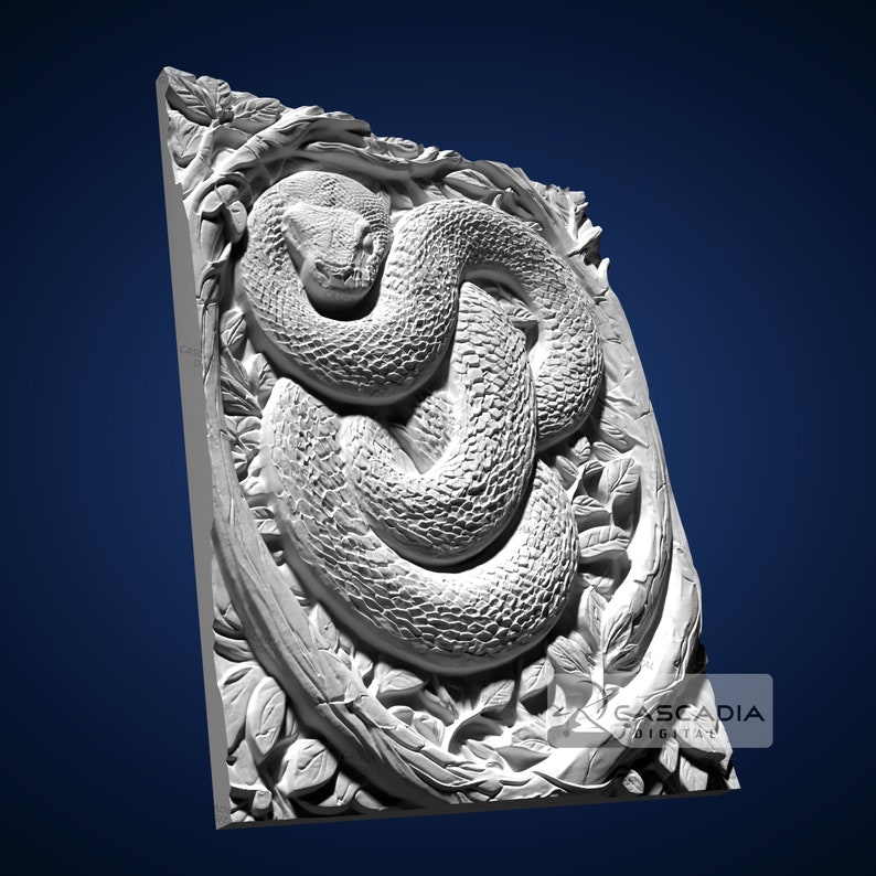 Python Snake in Tree 3D STL File for CNC Router, 3D Print, Casting ...