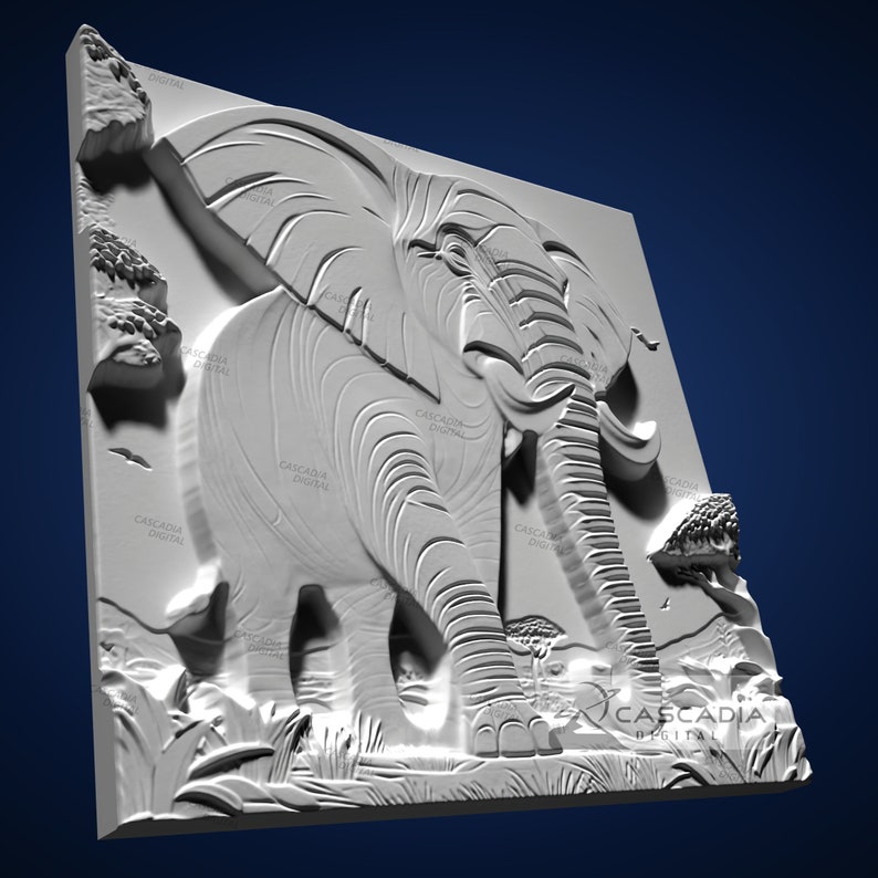 Elephant 3D STL File for CNC Router, 3D Print, Casting, Wood Carving ...