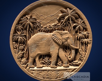 Elephant Round - STL Model for CNC Router and 3D Printing