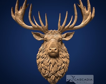 Elk Head - STL-model voor CNC-router en 3D-printen