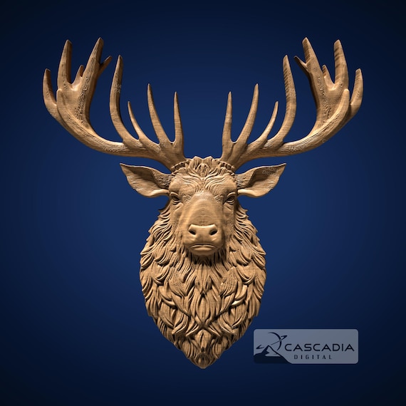 Elk Head - STL Model for CNC Router and 3D Printing - Etsy Israel