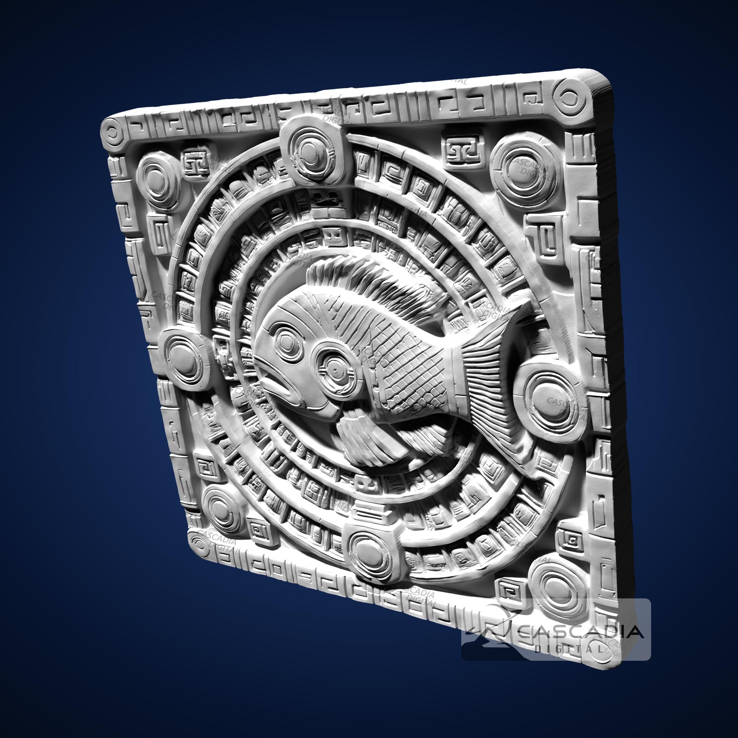 Aztec Runes Fish Fish Aztec - STL Model for CNC Router and 3D Printing - Etsy