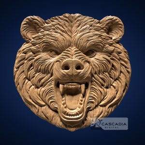Bear Head - 3D STL Model for CNC/3D Printing - Animal wildlife nature strength predator 1373