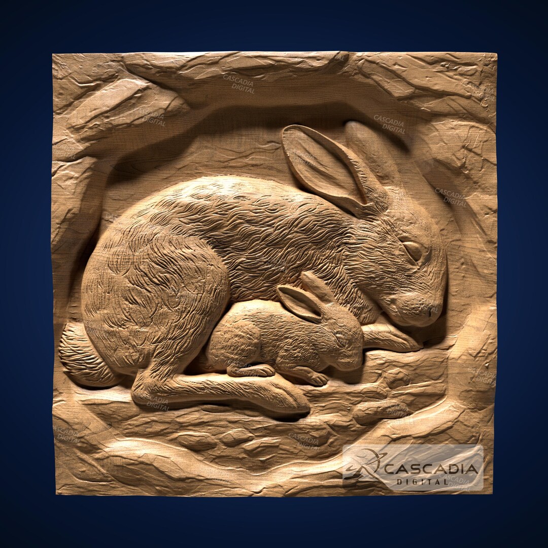 Rabbit and Baby Sleeping 3D STL File for CNC Router, 3D Print, Casting ...