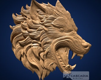 Wolf Head - STL Model for CNC Router and 3D Printing