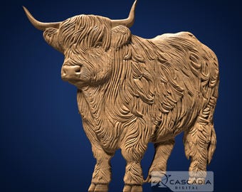 Vaca de las Tierras Altas - Modelo STL para fresadora CNC e impresión 3D