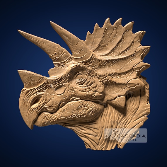 トリケラトプスの頭部 - CNCルーターと3Dプリント用のSTLモデル - Etsy 