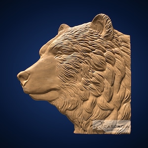 Bear Head - 3D STL Model for CNC/3D Printing - Animal wildlife nature strength predator 1372