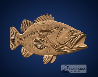 Large Mouth Bass - STL Model for CNC Router and 3D Printing