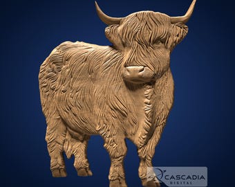 Vaca de las Tierras Altas - Modelo STL para fresadora CNC e impresión 3D