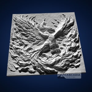 Phoenix in Flames 3D STL File for CNC Router, 3D Print, Casting, Wood ...