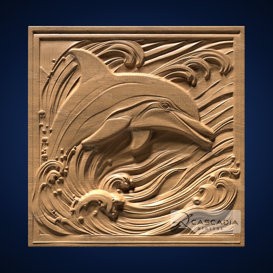 Dolphin Waves 3D STL File for CNC Router, 3D Print, Casting, Wood ...
